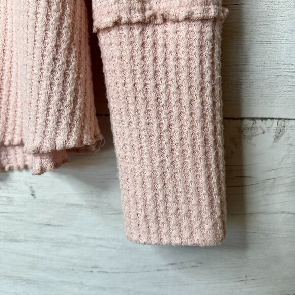 By Anthropologie Top Womens Size Small Pale Pink Waffle Knit Henley Thermal - Picture 5 of 16
